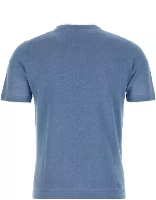 Fedeli Air Force Blue Linen Blend Fox T-shirt