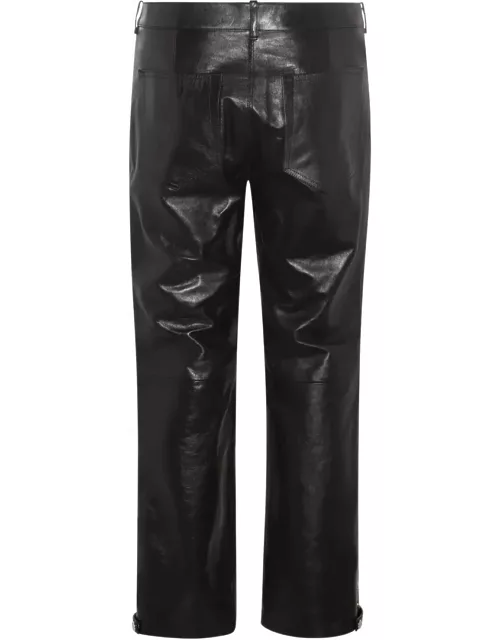 Alexander McQueen Black Leather Biker Pant