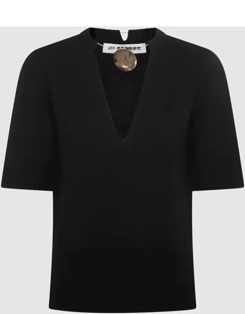 Jil Sander Black Cotton Polo Sweater