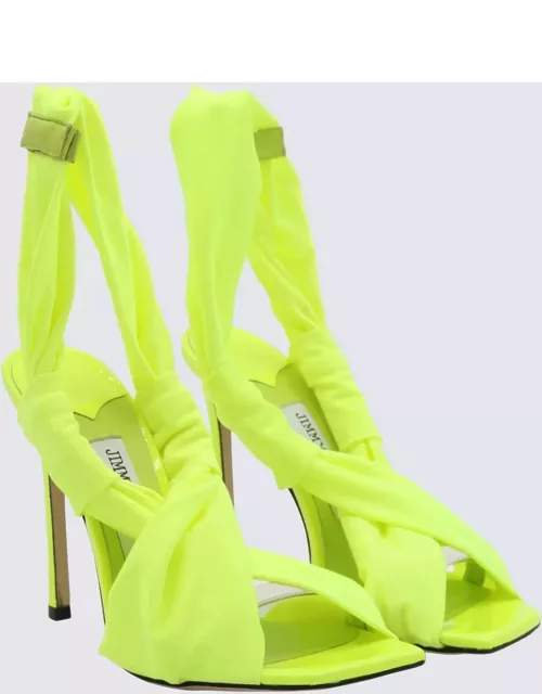 Jimmy Choo Green Neon Apple Leather Glossy Jersey Sandal