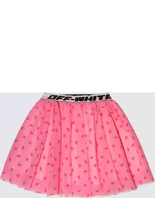 Off-White Pink And Black Tulle Skirt