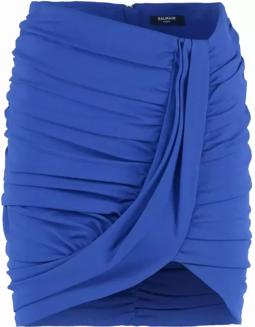 Balmain Blue Viscose Blend Skirt