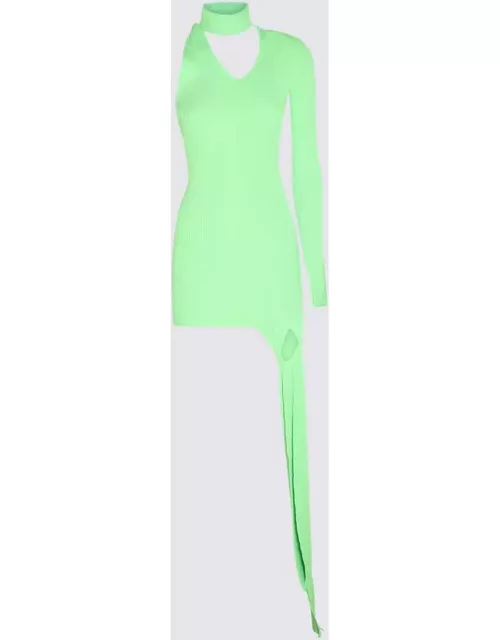 David Koma Green Neon Asymmetric Mini Dres