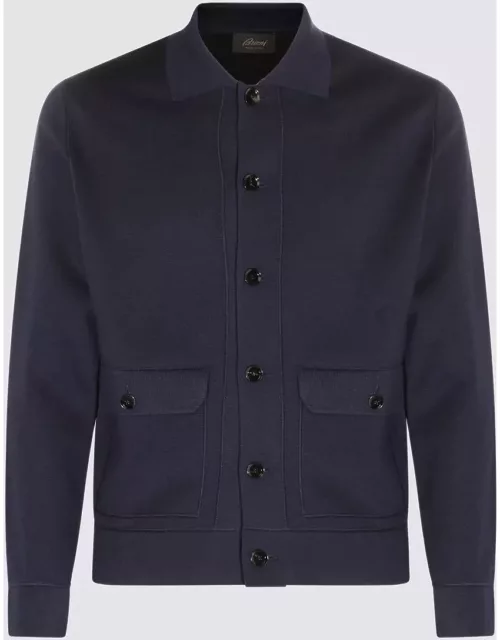 Brioni Navy Cotton And Cashmere Blend Casual Jacket