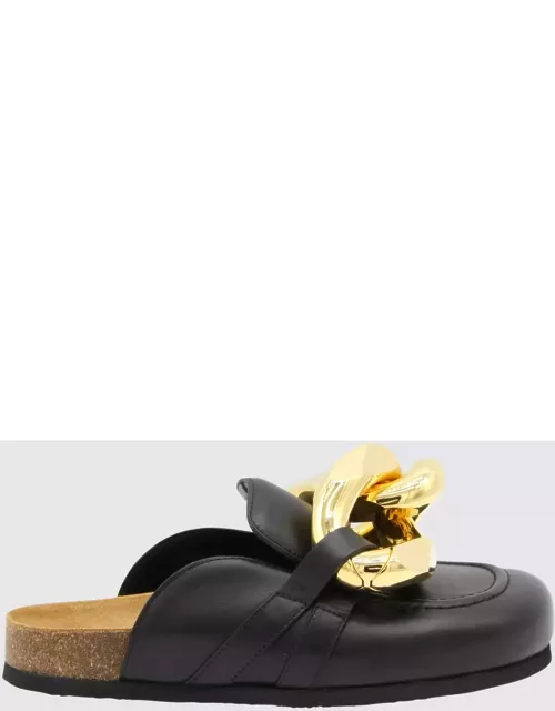 J.W. Anderson Black Leather Chain Loafer Mule