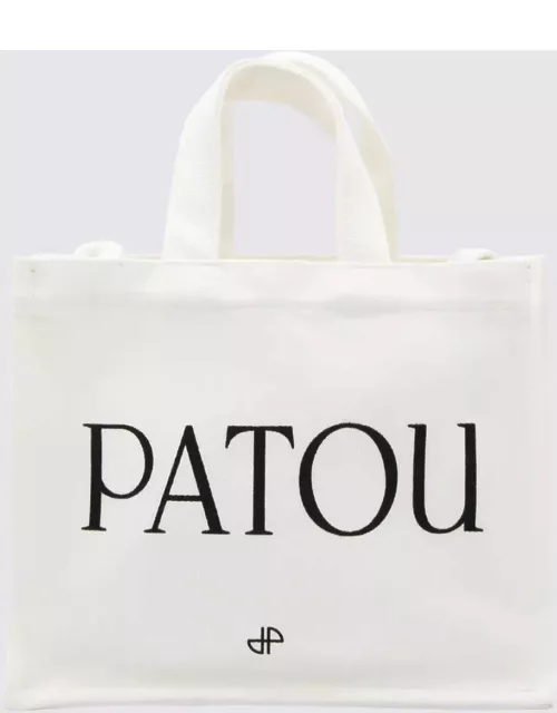 Patou White And Black Canvas Tote Bag