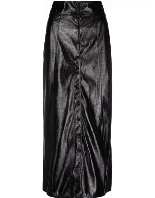 Black eco leather midi skirt