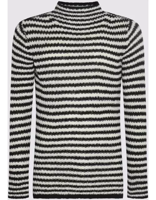 Dries Van Noten White And Black Wool And Cashmere Sweater