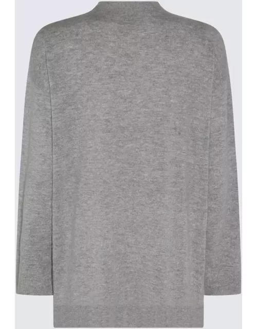 Allude Grey Wool And Cashmere Blend Cardigan