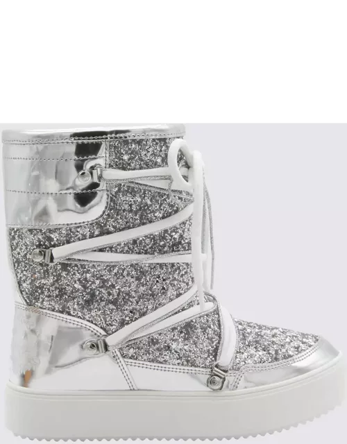 Chiara Ferragni Silver Glitter Flat Ankle Boot