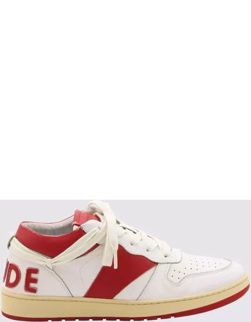 Rhude White And Red Leather Sneaker