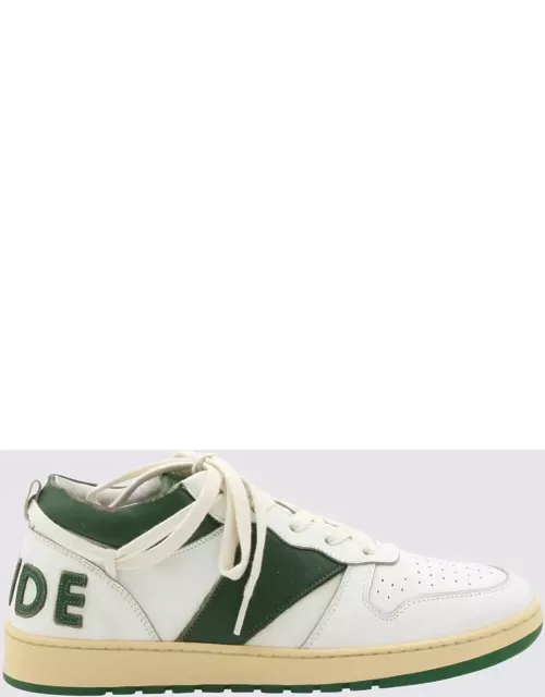 Rhude White And Hunter Green Leather Sneaker