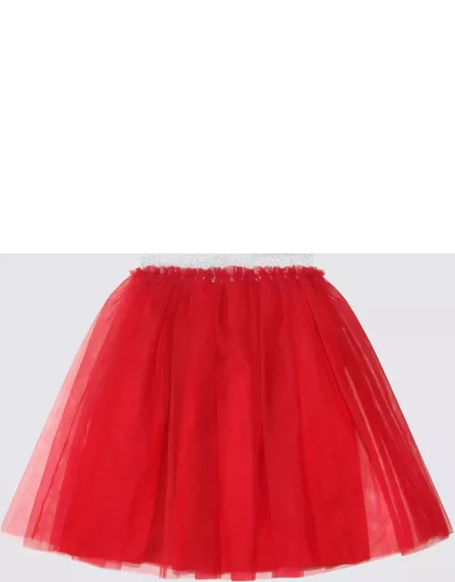 Il Gufo Red Tulle Pleated Skirt