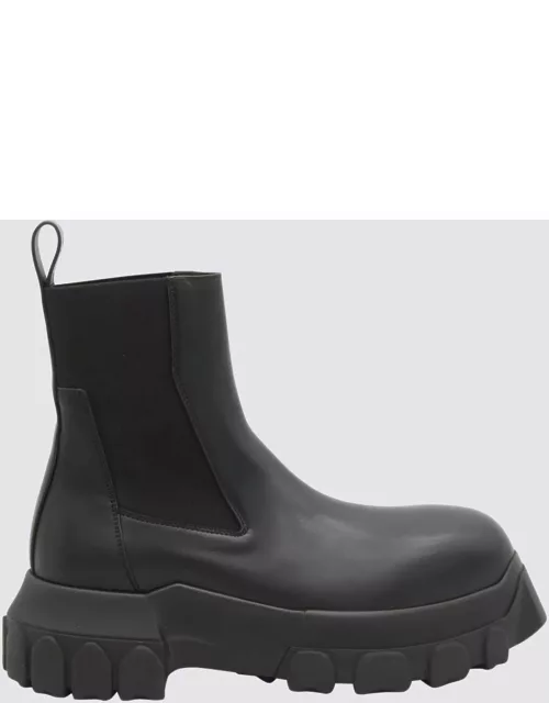 Rick Owens Black Leather Beatle Bozo Tractor Ankle Boot