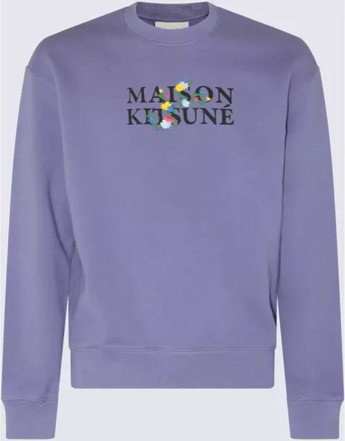 Maison Kitsuné Purple Slate Cotton Flower Lettering Sweatshirt