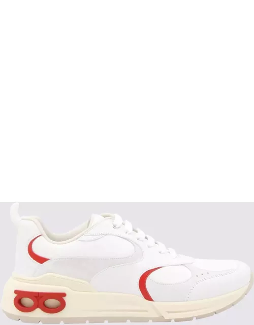 Ferragamo White And Red Leather Sneaker