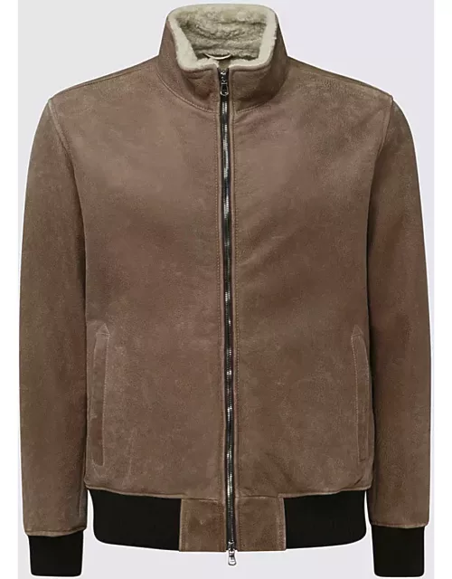 Barba Napoli Brown Leather Bomber Jacket