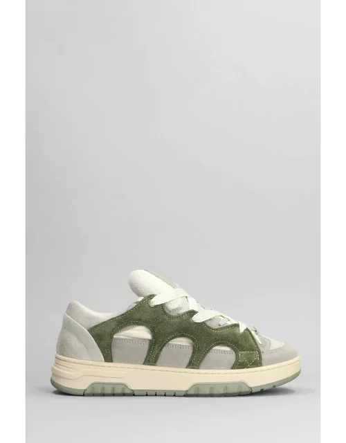 Paura Santha 1 Sneakers In Green Suede And Fabric
