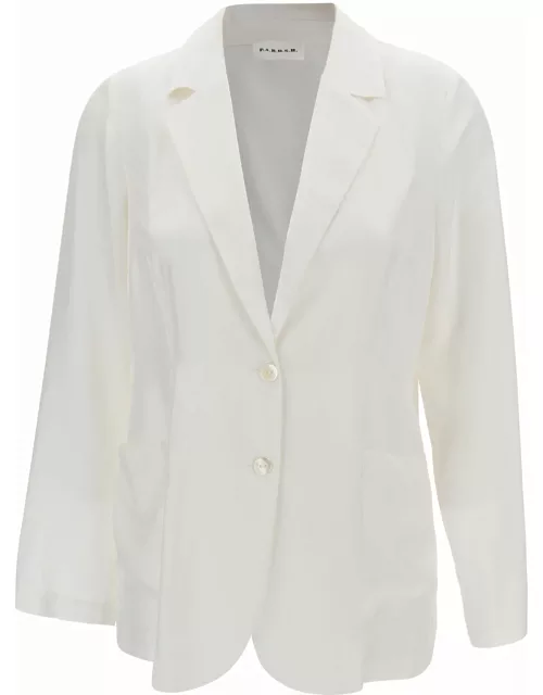 Parosh White Single-breasted Jacket With Mother-of-pearls Buttons In Silk Woman
