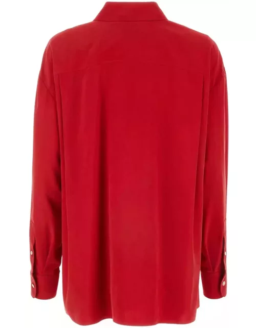 The Row Red Silk Andra Shirt