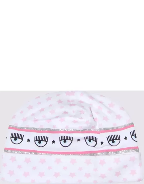Chiara Ferragni White And Pink Fairytale Cotton Eyestar Beanie Hat