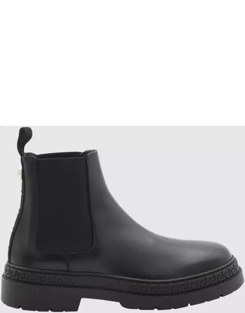 Versace Black Leather Ankle Boot