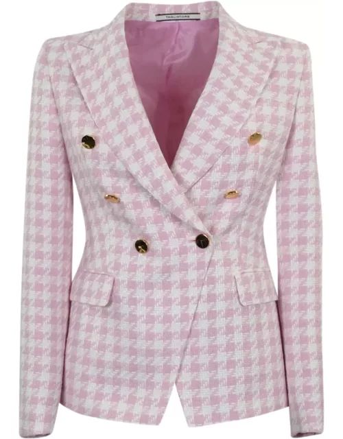 Tagliatore J-alicya Double-breasted Jacket In Pink And White