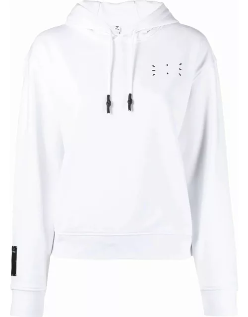 White hooded sweatshirt with logo detai