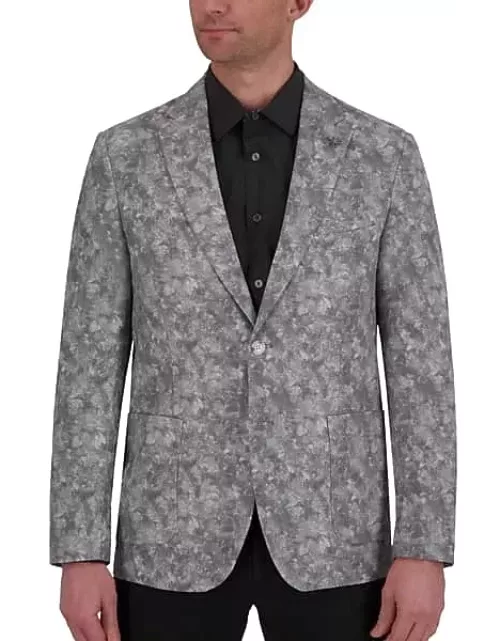 Report Collection Big & Tall Men's Modern Fit Abstract Knit Sport Coat Grey Abstract