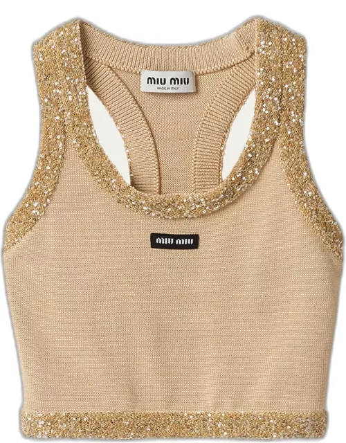 Sequined Knit Crop Tank Top