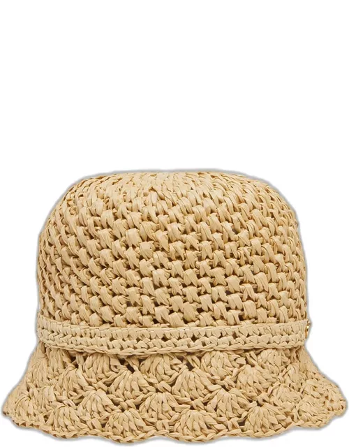 Garden Crochet Raffia Bucket Hat With V-Logo