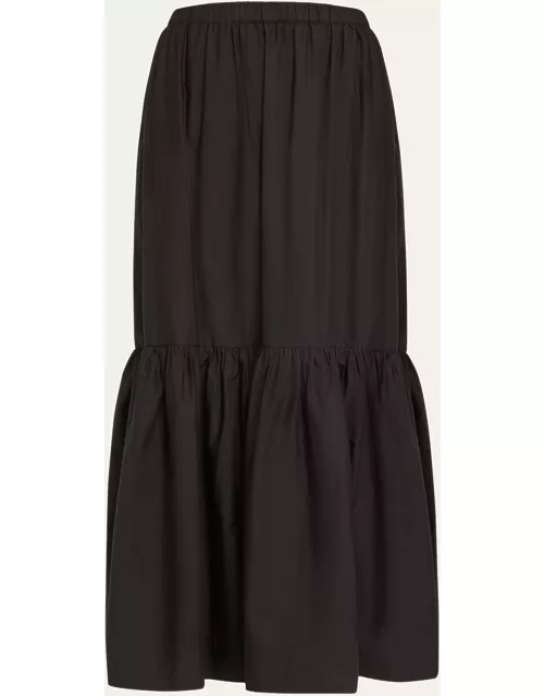 Cotton Poplin Flounce Skirt