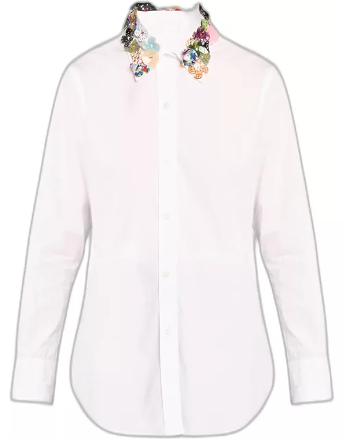 Button Town Embellished-Collar New Classic Shirt