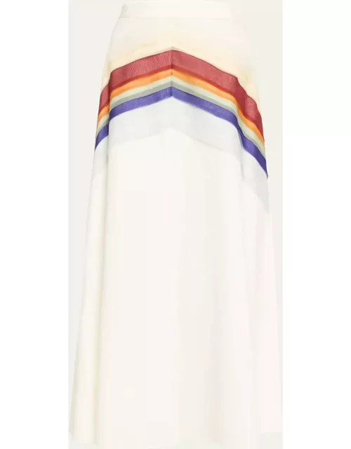 Organza Quartered A-Line Midi Skirt