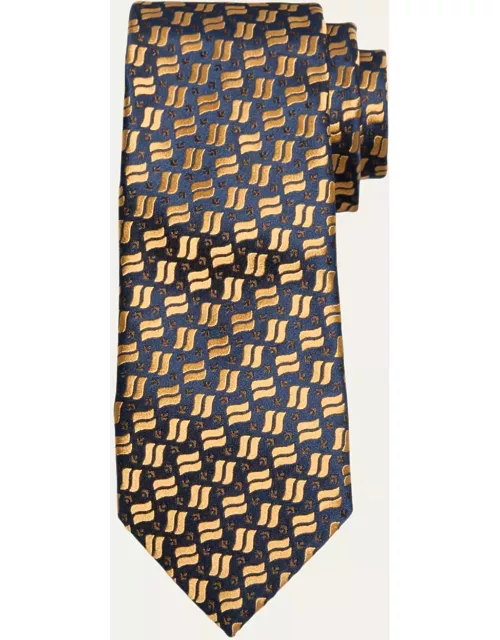 Men's Wavy Rectangle Silk Jacquard Tie
