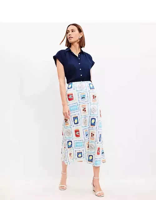 Loft Petite Can Print Bias Midi Skirt