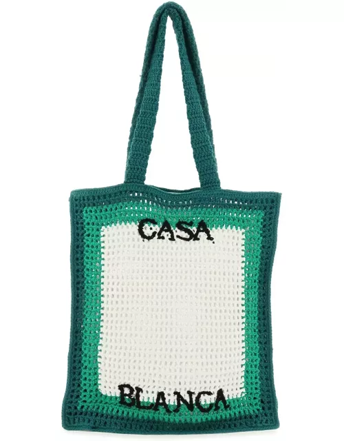 Casablanca Logo Cotton Crochet Tote Bag