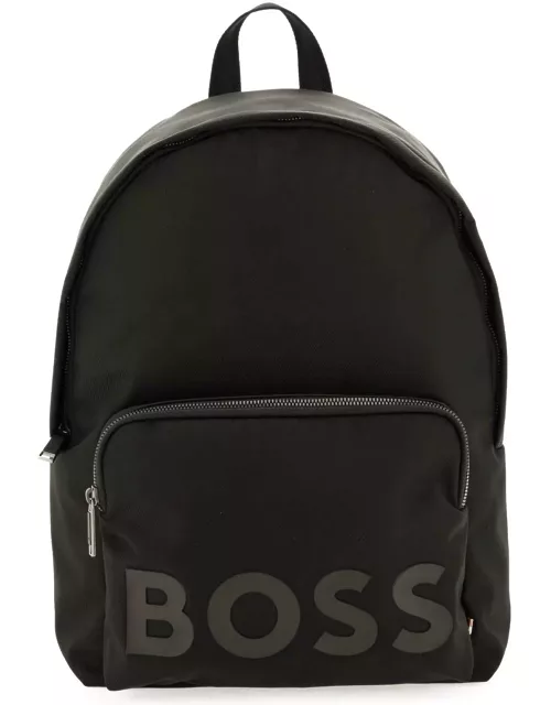 BOSS recycled fabric backpack with rubber logo
