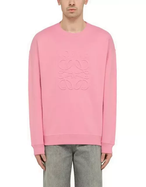 Crew-neck sweatshirt with Anagram Candy Pink