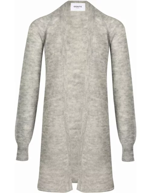 Light grey over cardigan knitted long sleeve
