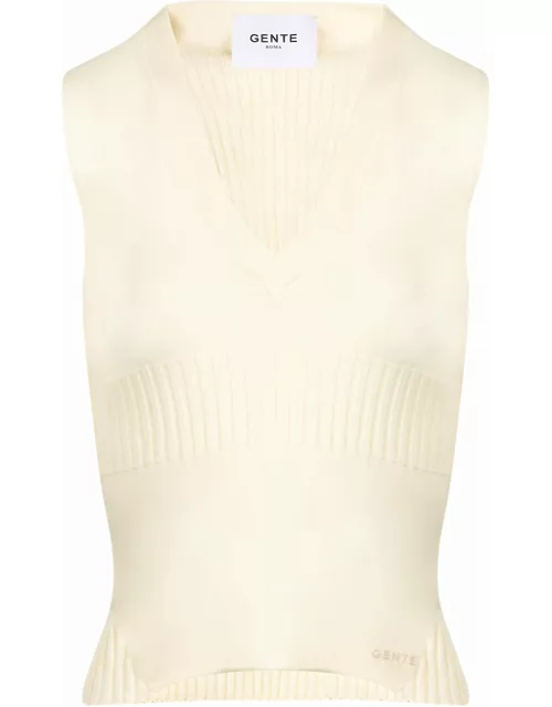 White ribbed jersey without shirt