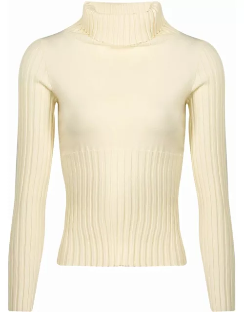 Cream turtleneck sweater ribbed