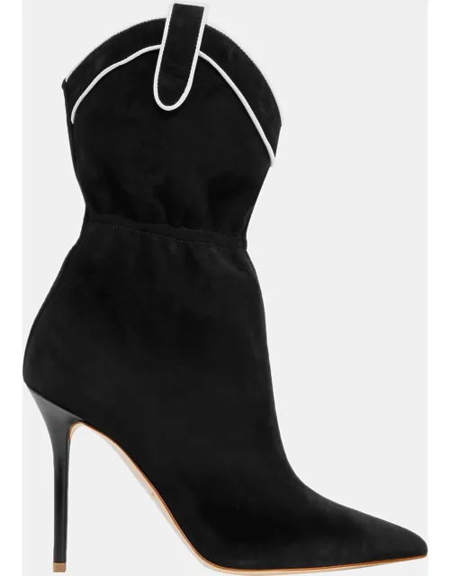 Malone Souliers Black Suede Pointed Toe Ankle Boots