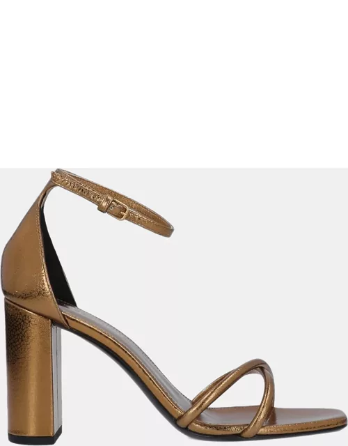 Saint Laurent Gold Leather Ankle Strap Sandal
