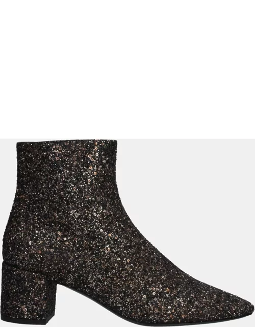 Saint Laurent Gold Glitter Ankle Boots