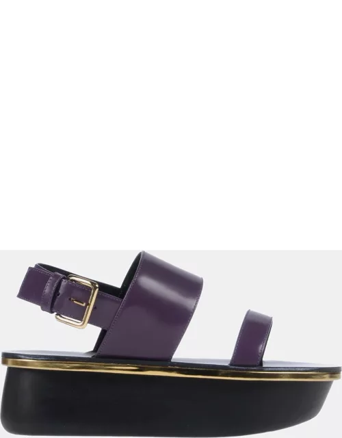 Marni Purple Leather Platform Sandals