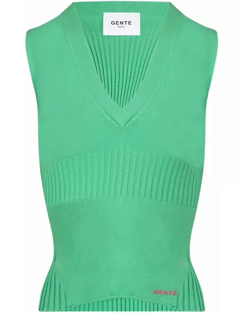 Green ribbed jersey without shirt