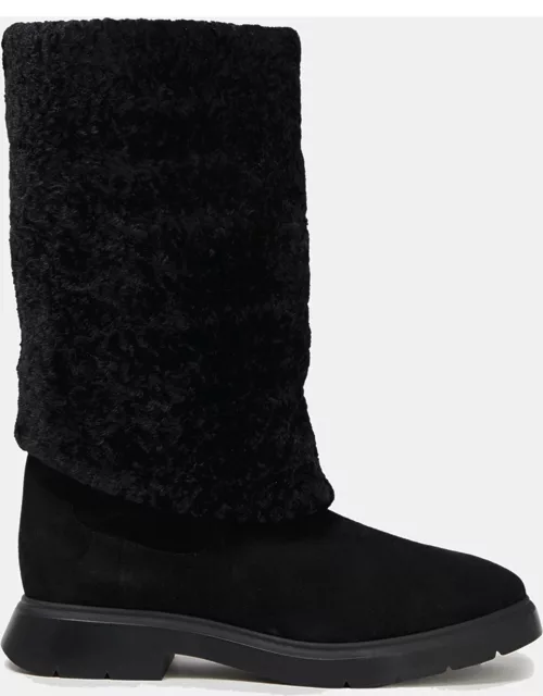Stuart Weitzman Shearling and Suede Snow Boot