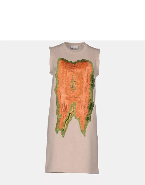 Acne Studios Beige Embroidered Cotton Sleeveless Dress