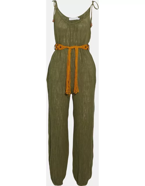 Zimmermann Green Textured Ramie & Cotton Jumpsuit L (